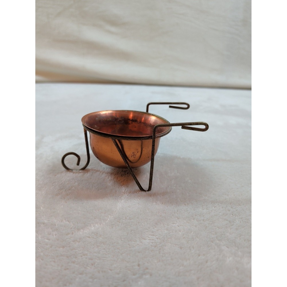 Vintage Miniature Copper Wheelbarrow Planter Brass Frame Decorative Bowl 5 Inch - Picture 3 of 8